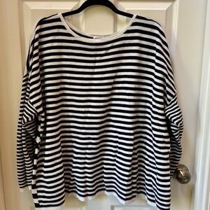 🌿J. Jill 3X Navy & White Striped Knit Top